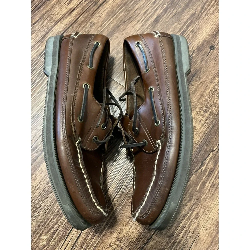 Highland Creek 31313 Men's Boat Dock Shoes Loafers Size 10.5 M Lace Up Leather